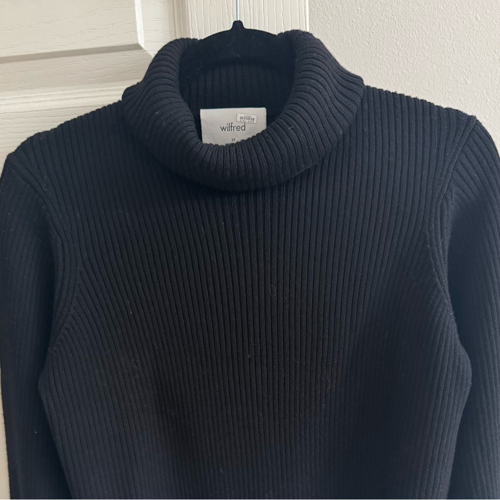 Aritzia Wilfred Rebecca Black Cropped Turtleneck Sweater